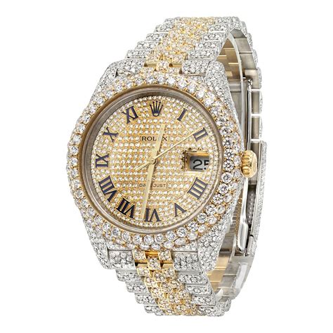 mens fake gold and diamond watch|watches with faux diamonds.